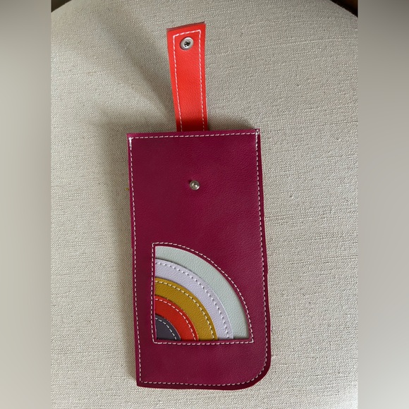 Holly Aiken Glasses Case Leather Rainbow Color Block - Picture 1 of 7